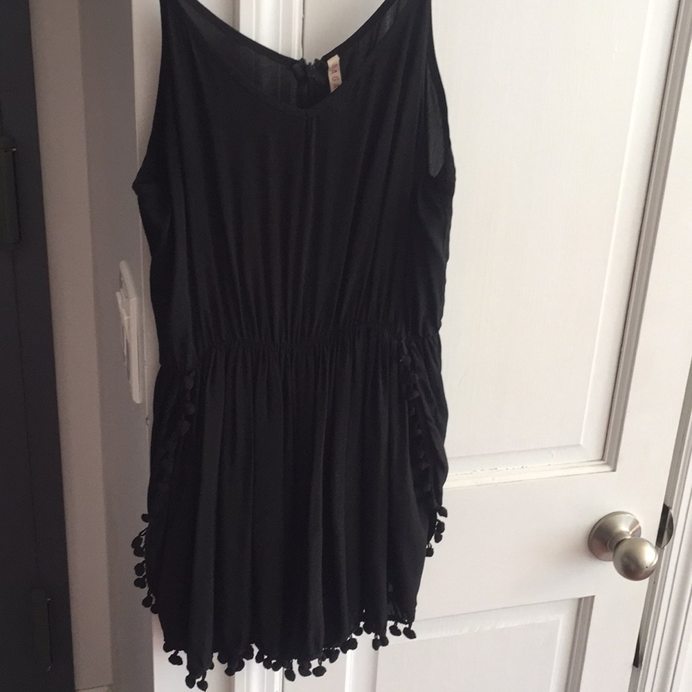 Black pom pom romper